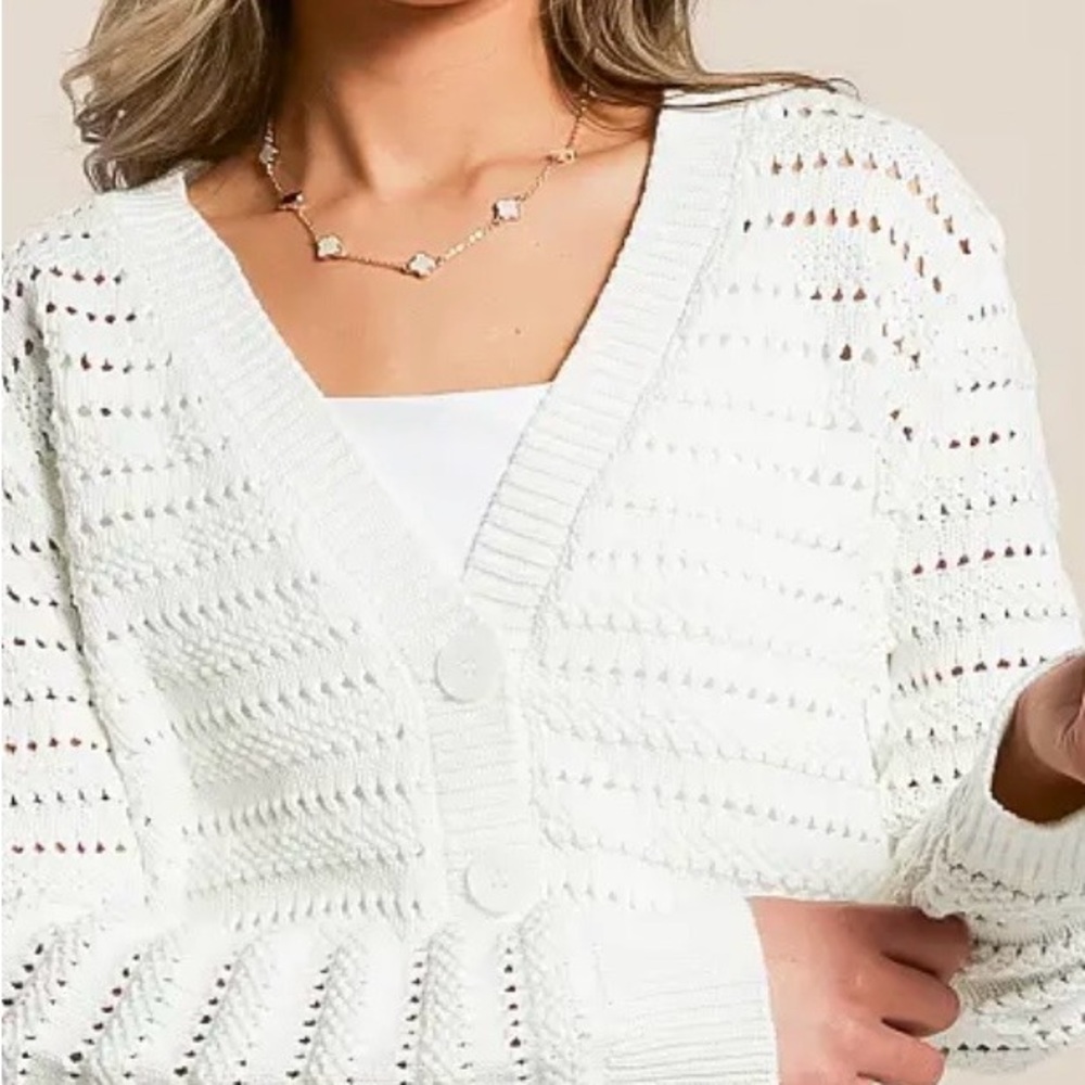Z Supply White Knit Cardigan Sweater